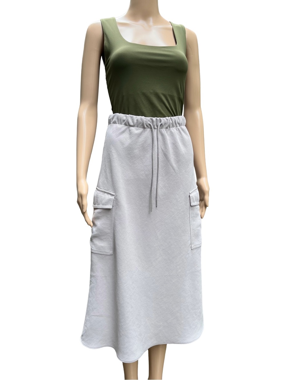 Wilfred Aritzia Pewter Cargo Midi Skirt XS S